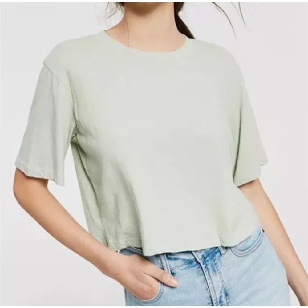 NWT LNA Large Yara Crop tee Shirt Smoke Green 122989